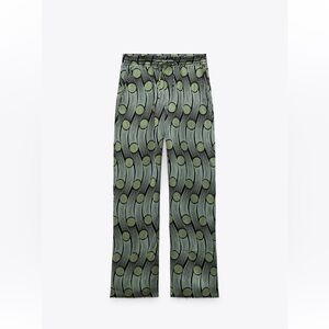 ZARA FLOWY PRINTED SATIN PANTS